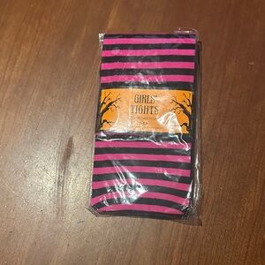 Girls' Pink and Black Striped Tights